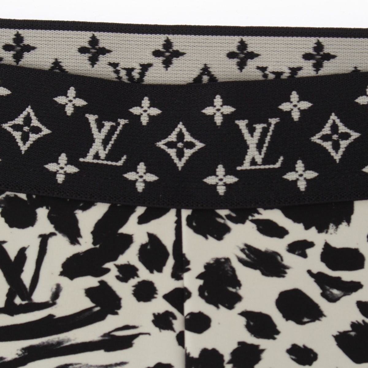 Louis Vuitton Nylon Monogram Leopard Half Leggings Pants Black White 36 — view 3