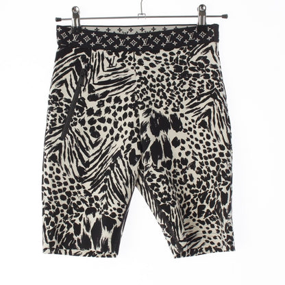 Louis Vuitton Nylon Monogram Leopard Half Leggings Pants Black White 36