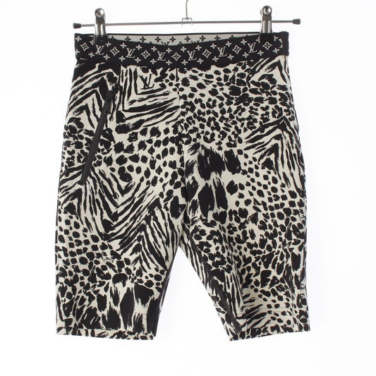 Louis Vuitton Nylon Monogram Leopard Half Leggings Pants Black White 36