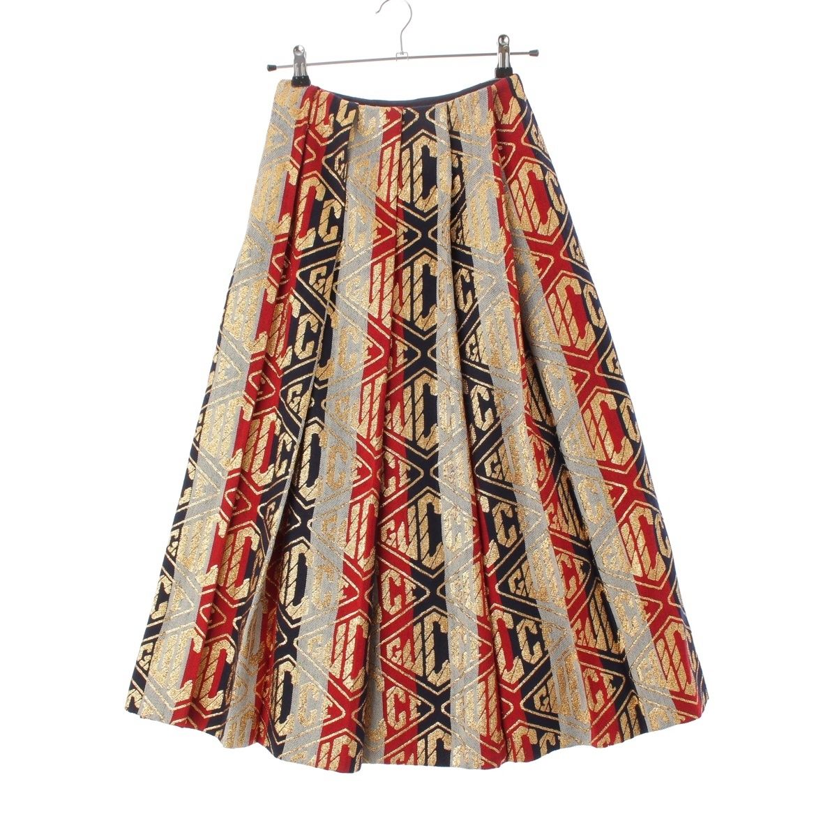 Gucci Wool Logo Jacquard Embroidery Lame Skirt Multicolor 36 — view 2