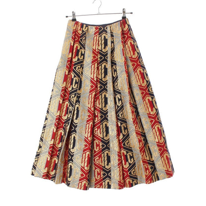 Gucci Wool Logo Jacquard Embroidery Lame Skirt Multicolor 36 — view 2