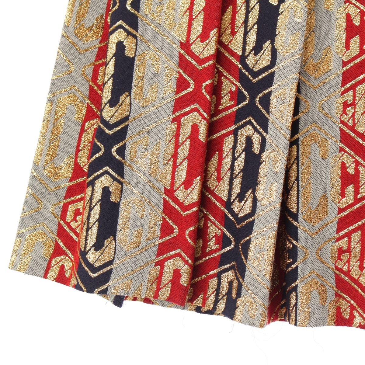 Gucci Wool Logo Jacquard Embroidery Lame Skirt Multicolor 36 — view 5