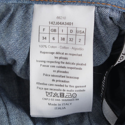 Dior Cotton Denim Pleated Midi Skirt Blue 38 — view 8