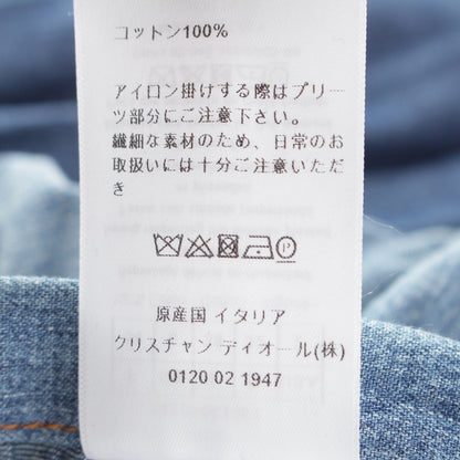 Dior Cotton Denim Pleated Midi Skirt Blue 38 — view 9