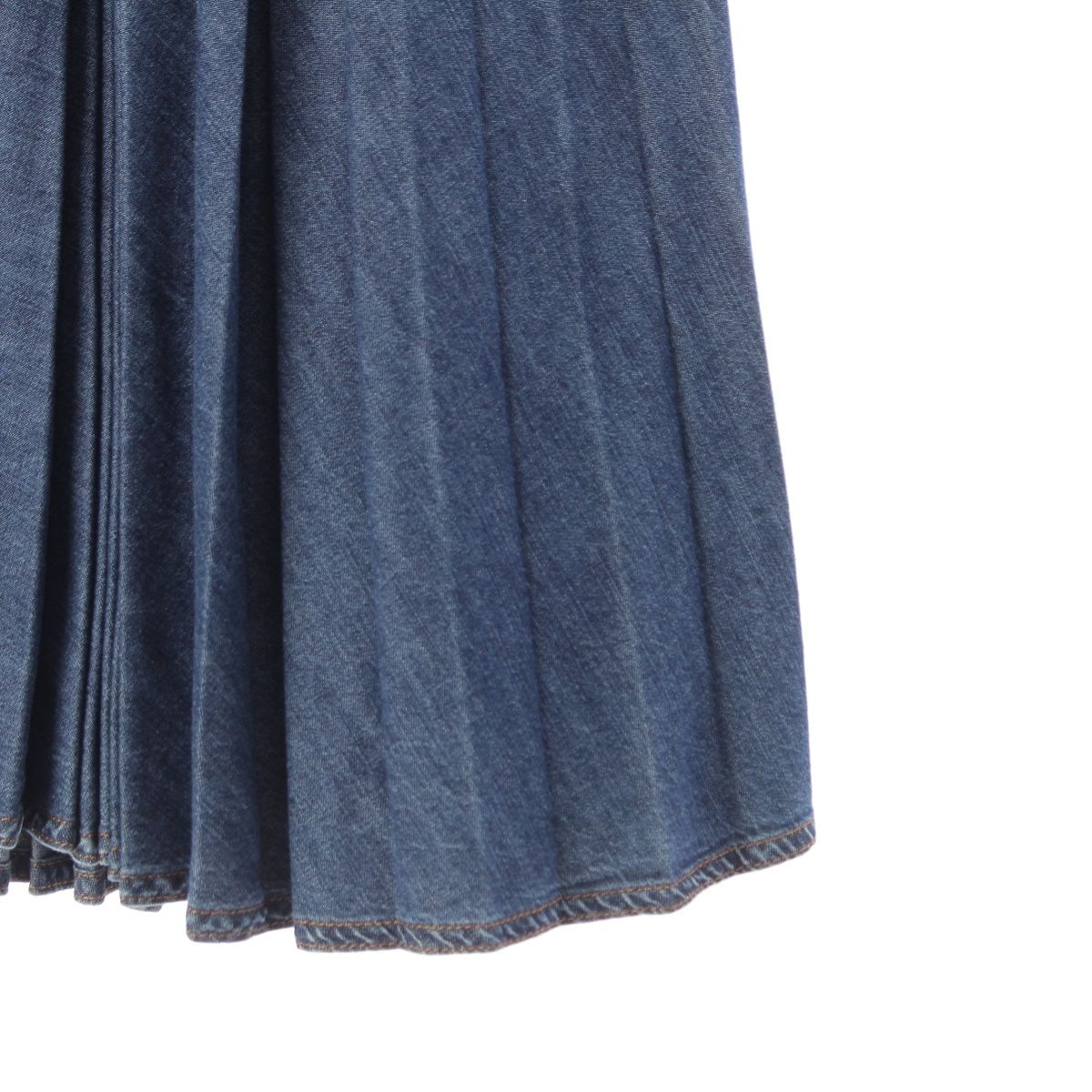 Dior Cotton Denim Pleated Midi Skirt Blue 38 — view 4