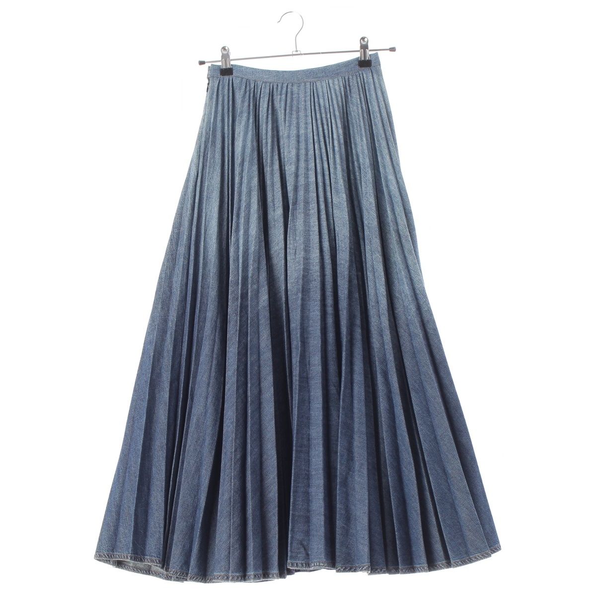 Dior Cotton Denim Pleated Midi Skirt Blue 38 — view 2