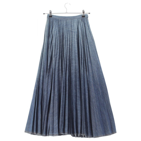 Dior Cotton Denim Pleated Midi Skirt Blue 38