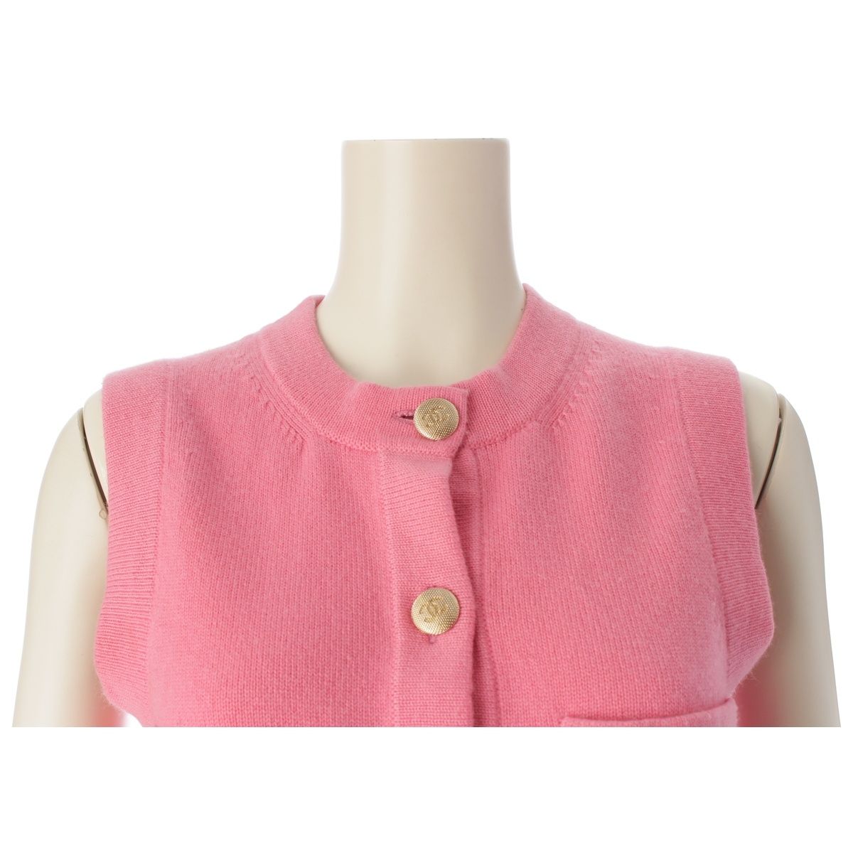 Chanel Cashmere CC Logo Coco Button 3way Sleeveless Cardigan & Skirt Dress — view 5