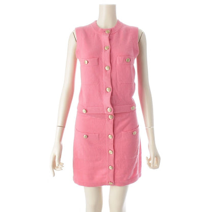 Chanel Cashmere CC Logo Coco Button 3way Sleeveless Cardigan & Skirt Dress