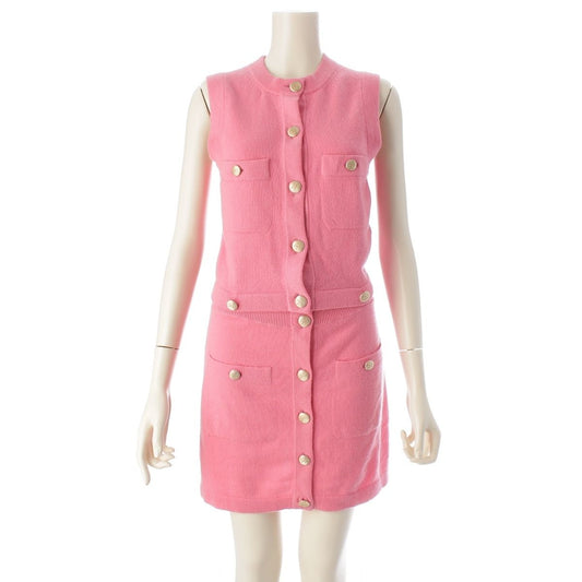 Chanel Cashmere CC Logo Coco Button 3way Sleeveless Cardigan & Skirt Dress
