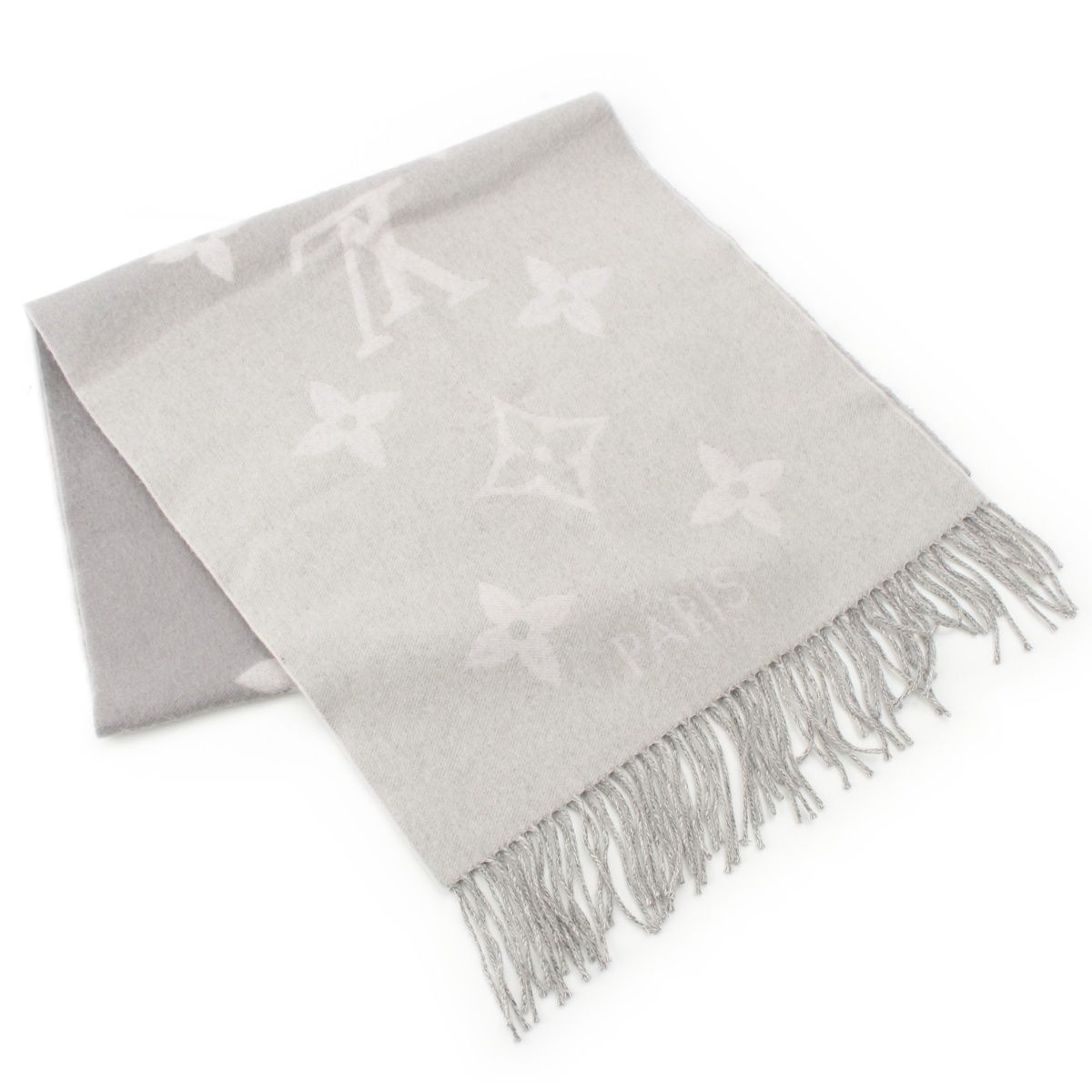 Louis Vuitton Cashmere Monogram Giant Reykjavik Gradient Scarf Black Gray — view 3