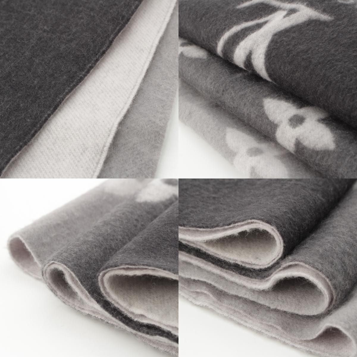 Louis Vuitton Cashmere Monogram Giant Reykjavik Gradient Scarf Black Gray — view 9