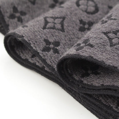 Louis Vuitton Monogram Wool Echarpe Classic Scarf Gray Black — view 7