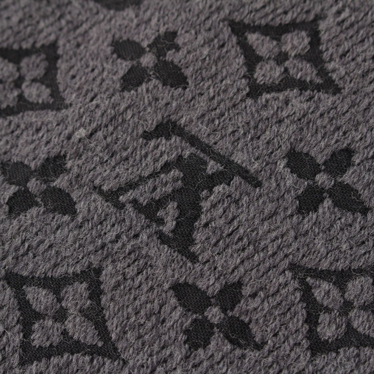 Louis Vuitton Monogram Wool Echarpe Classic Scarf Gray Black — view 4