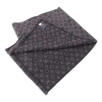 Louis Vuitton Monogram Wool Echarpe Classic Scarf Gray Black — view 2