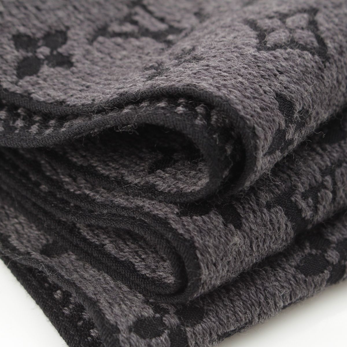 Louis Vuitton Monogram Wool Echarpe Classic Scarf Gray Black — view 8