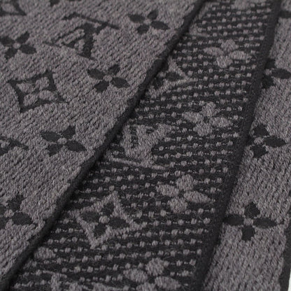 Louis Vuitton Monogram Wool Echarpe Classic Scarf Gray Black — view 5