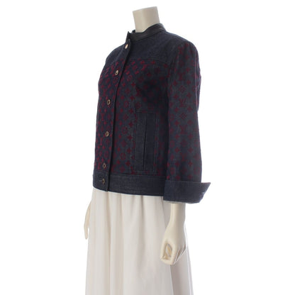 Louis Vuitton Cotton Monogram Jacquard Denim Jacket Indigo Red 34 — view 2