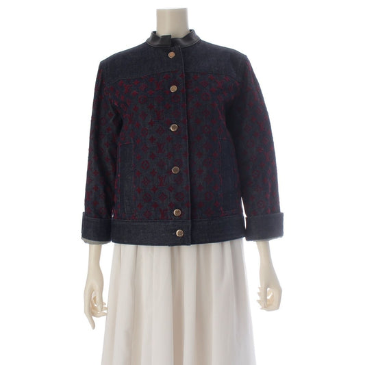 Louis Vuitton Cotton Monogram Jacquard Denim Jacket Indigo Red 34