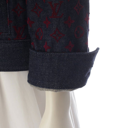 Louis Vuitton Cotton Monogram Jacquard Denim Jacket Indigo Red 34 — view 7