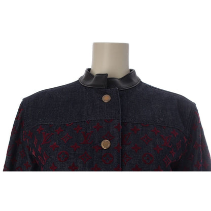 Louis Vuitton Cotton Monogram Jacquard Denim Jacket Indigo Red 34 — view 5