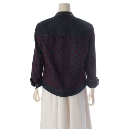 Louis Vuitton Cotton Monogram Jacquard Denim Jacket Indigo Red 34 — view 4