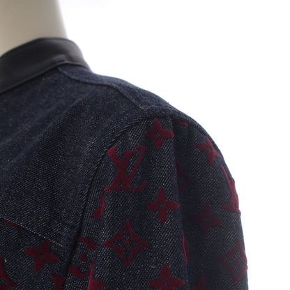 Louis Vuitton Cotton Monogram Jacquard Denim Jacket Indigo Red 34 — view 6
