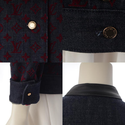 Louis Vuitton Cotton Monogram Jacquard Denim Jacket Indigo Red 34 — view 8
