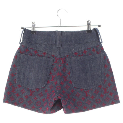 Louis Vuitton Cotton Monogram Jacquard Denim Shorts Aax Indigo Red 34 — view 2