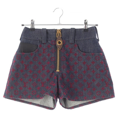 Louis Vuitton Cotton Monogram Jacquard Denim Shorts Aax Indigo Red 34