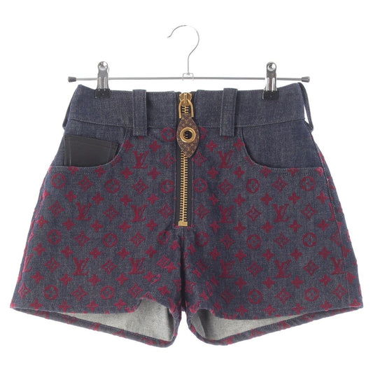 Louis Vuitton Cotton Monogram Jacquard Denim Shorts Aax Indigo Red 34