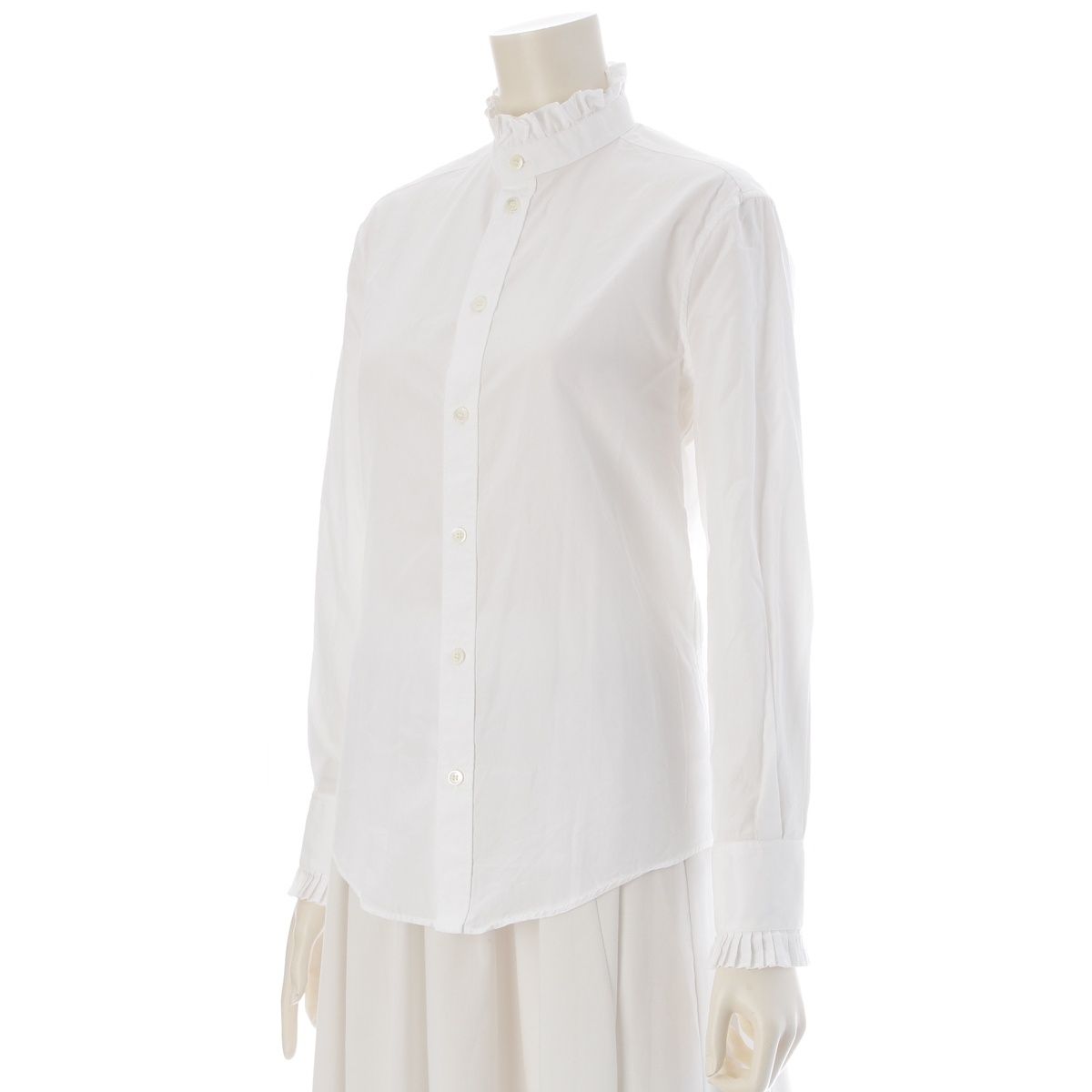 Celine Hedi Slimane Era Ruffle Shirt Blouse Top White 36 — view 2