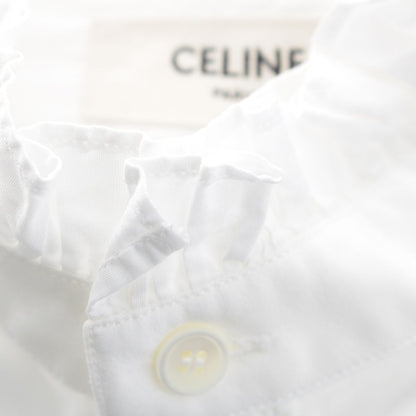 Celine Hedi Slimane Era Ruffle Shirt Blouse Top White 36 — view 9