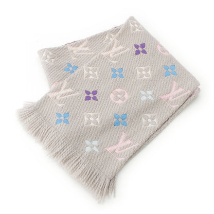 Louis Vuitton Echarpe Logo Mania Wool Silk Monogram Scarf Gray