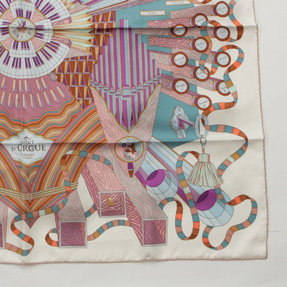 Hermes Carre 90 Silk Point D'orgue Fermata Scarf White — view 5