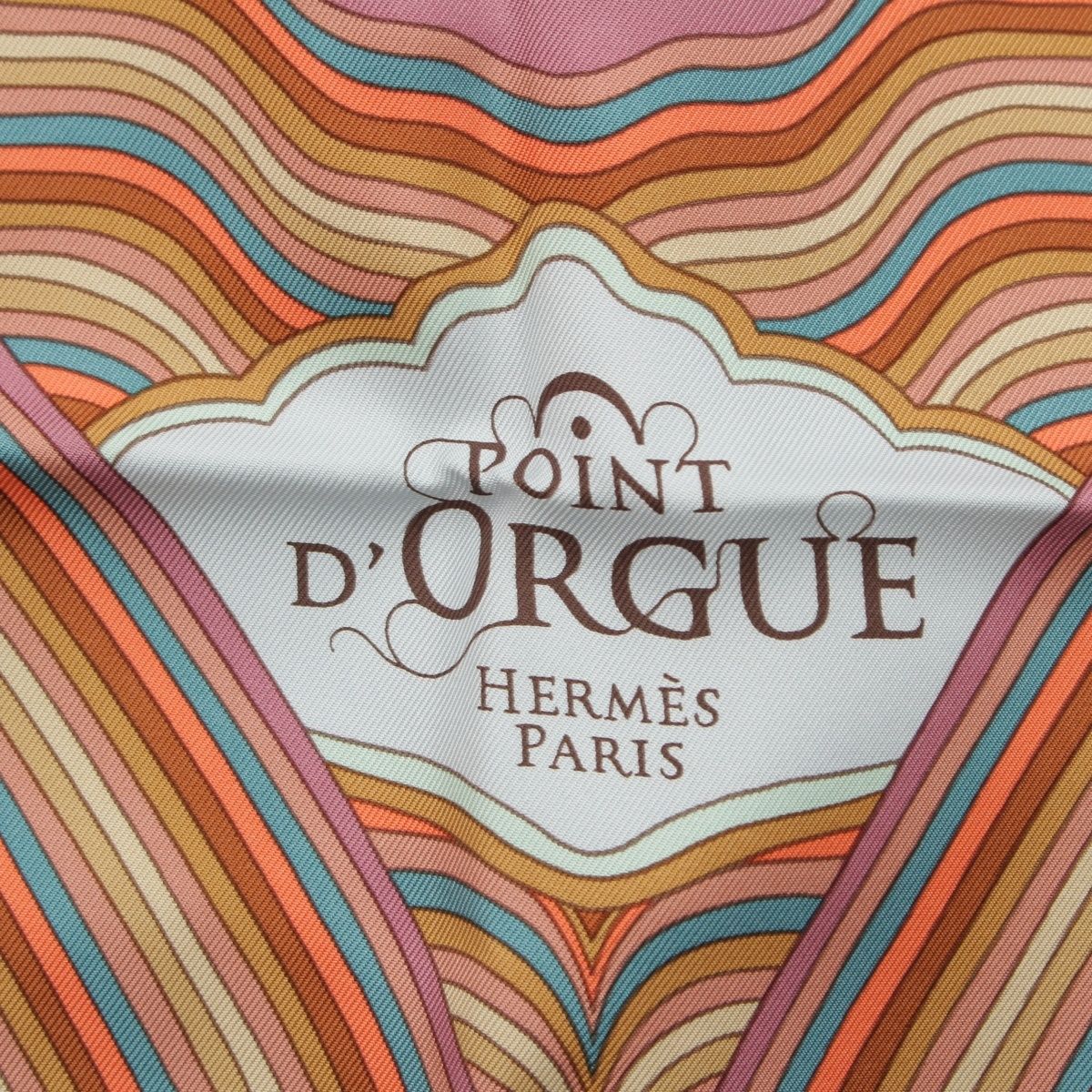Hermes Carre 90 Silk Point D'orgue Fermata Scarf White — view 7