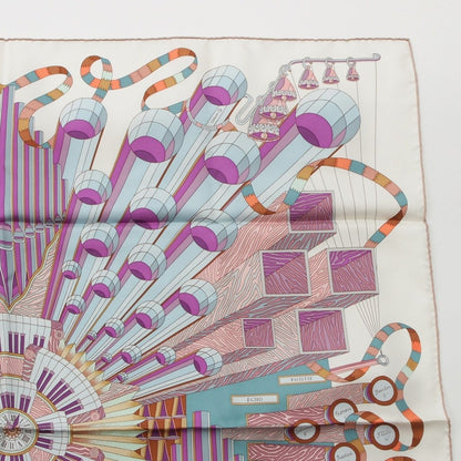 Hermes Carre 90 Silk Point D'orgue Fermata Scarf White — view 3