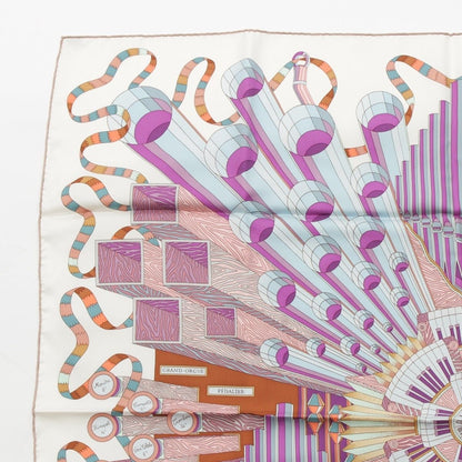 Hermes Carre 90 Silk Point D'orgue Fermata Scarf White — view 2