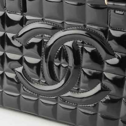 Chanel Choco Bar CC Logo Patent Handbag Black — view 8