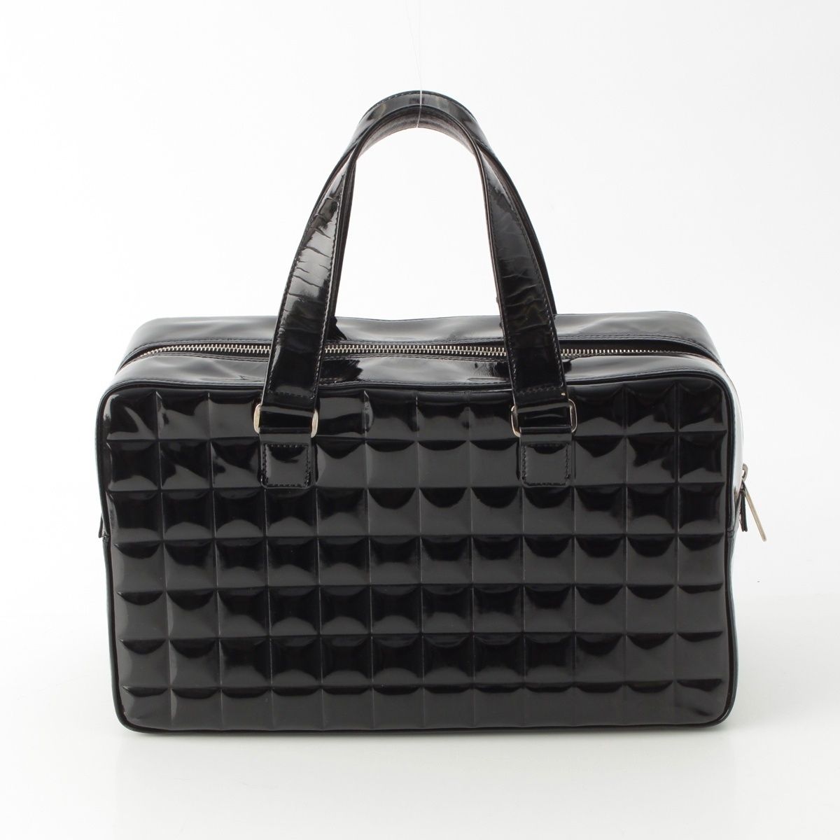 Chanel Choco Bar CC Logo Patent Handbag Black — view 4