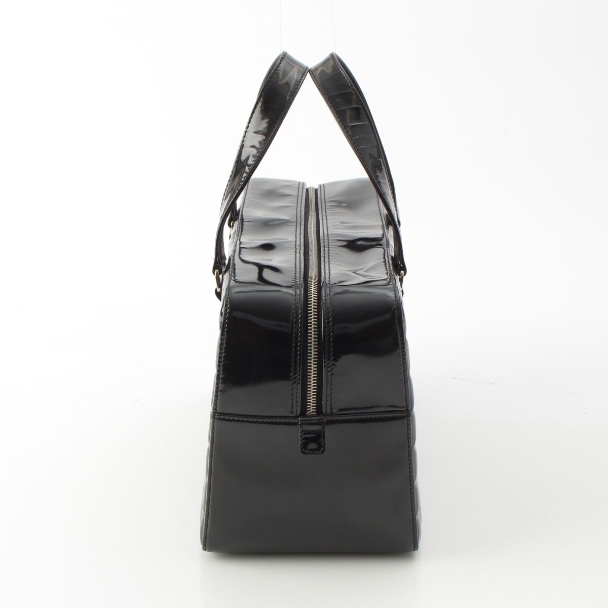 Chanel Choco Bar CC Logo Patent Handbag Black — view 3