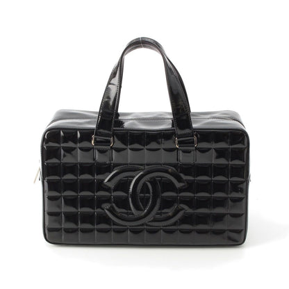 Chanel Choco Bar CC Logo Patent Handbag Black