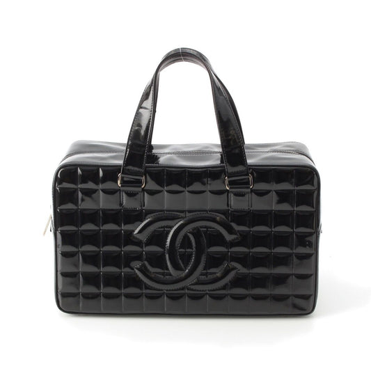Chanel Choco Bar CC Logo Patent Handbag Black