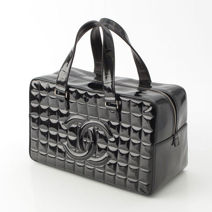 Chanel Choco Bar CC Logo Patent Handbag Black — view 2