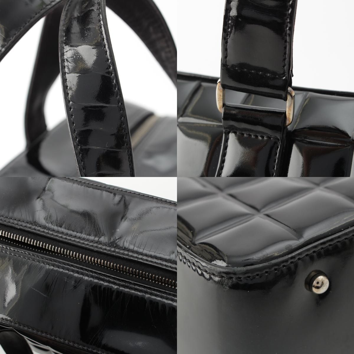 Chanel Choco Bar CC Logo Patent Handbag Black — view 9