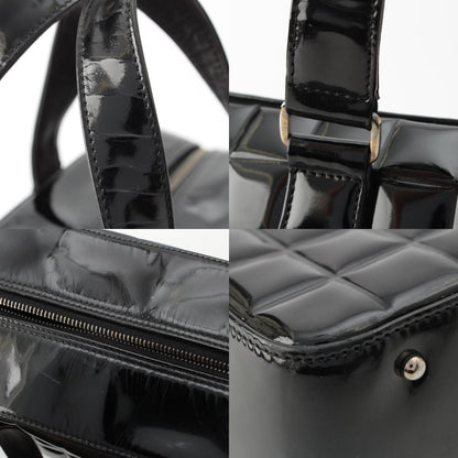 Chanel Choco Bar CC Logo Patent Handbag Black — view 9