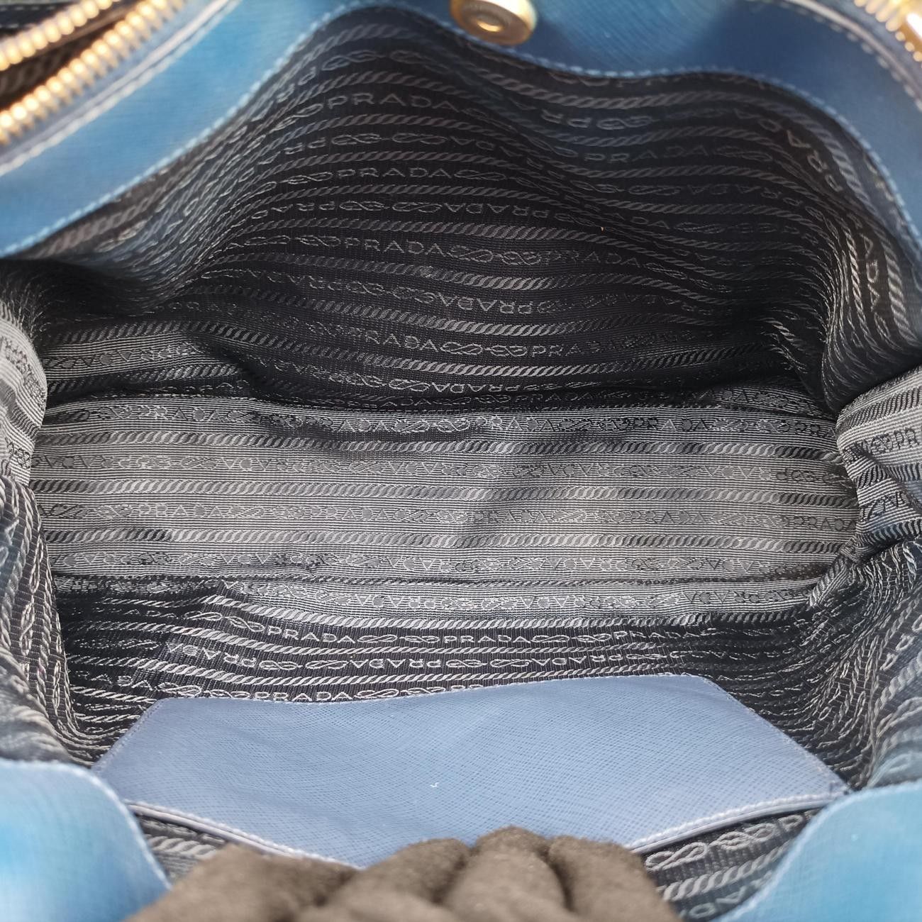 Prada Galleria Blue Saffiano Leather Handbag — view 9