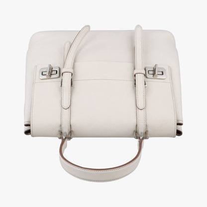 Prada Half Flap Double Turnlock White Saffiano Leather 25 — view 8