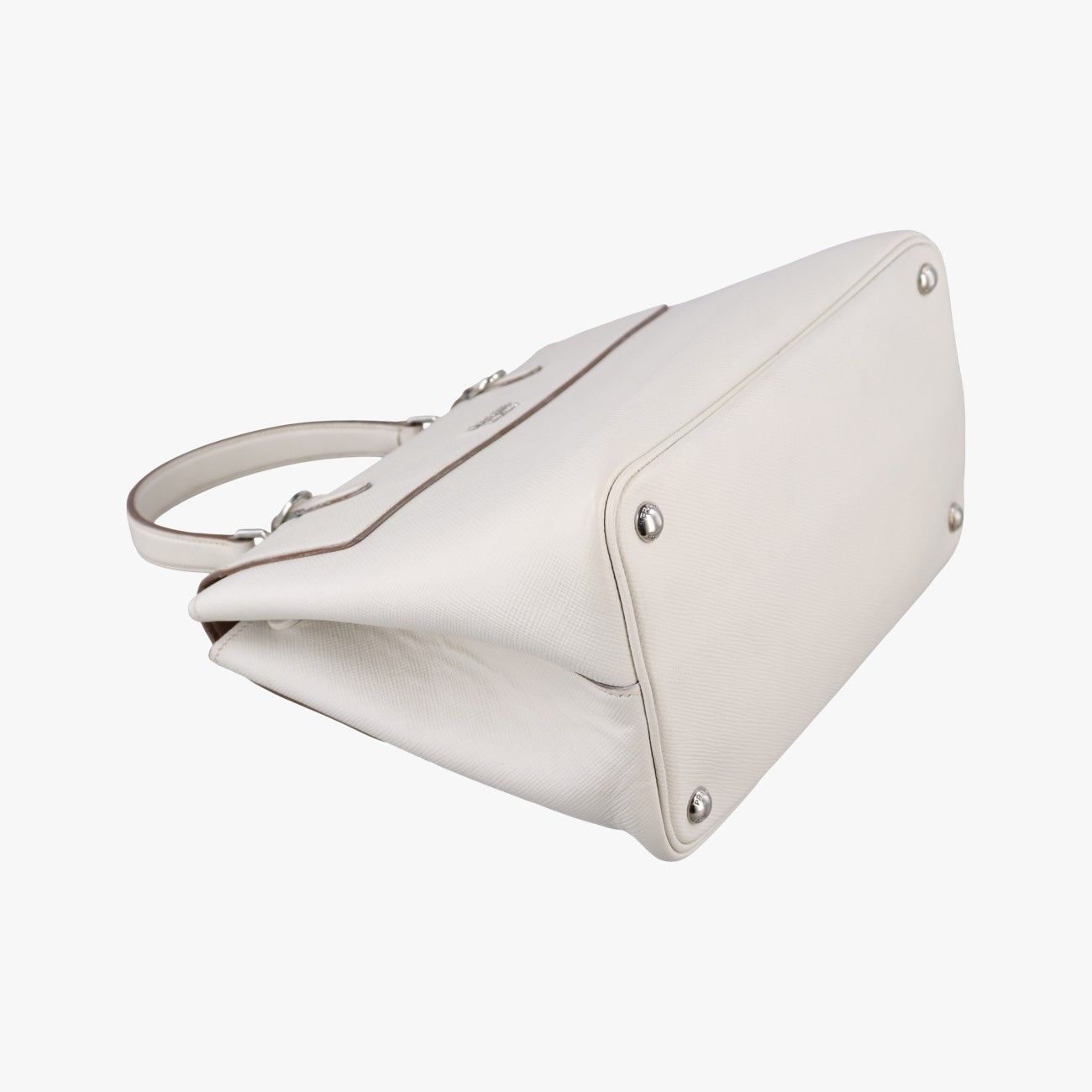 Prada Half Flap Double Turnlock White Saffiano Leather 25 — view 7