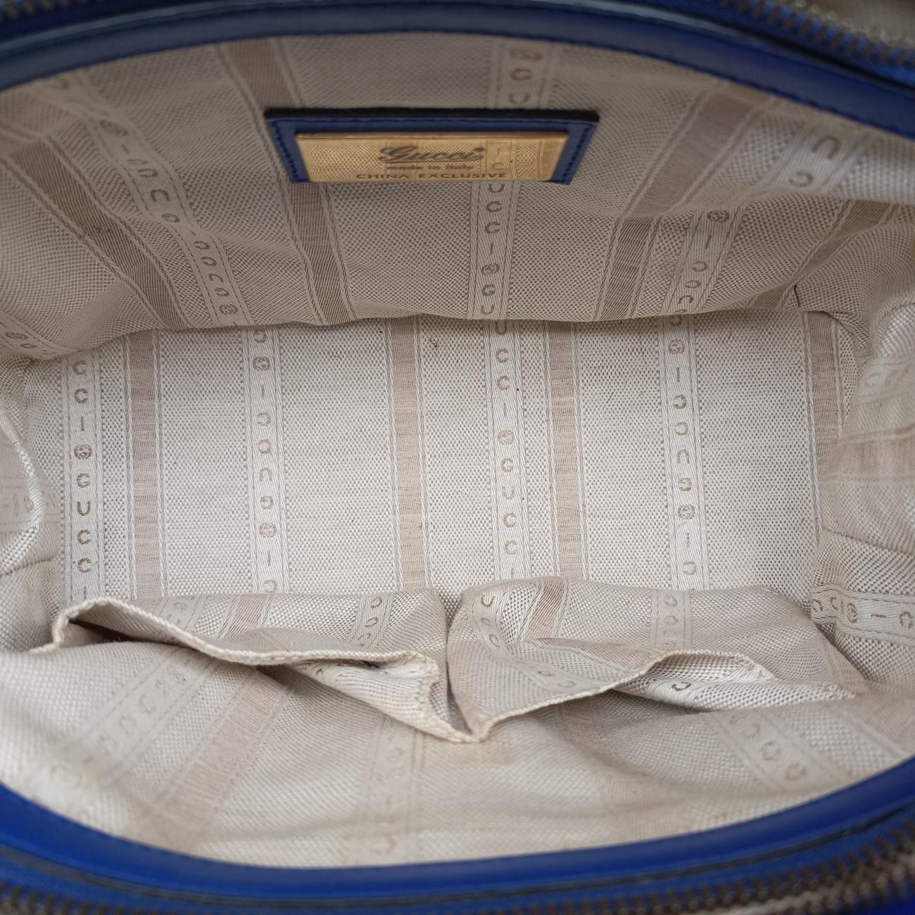 Gucci Bright Bit Blue Patent Messenger Bag — view 9